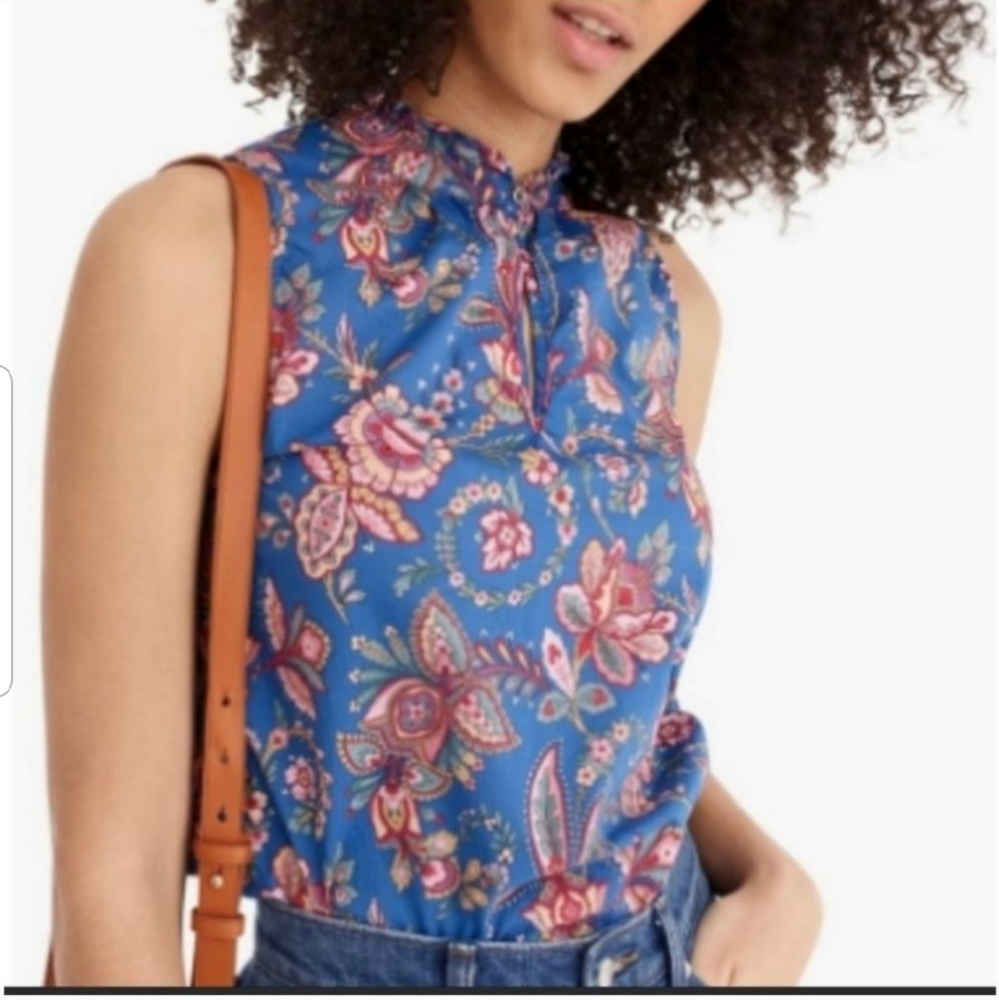 J.Crew Ruffle -Neck Top In Liberty Flora Belle 00